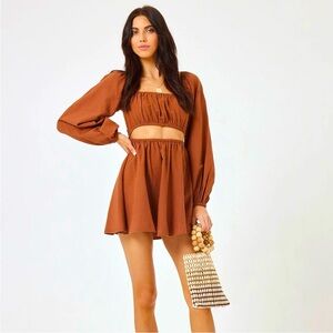 L*Space Rosita Coverup/Mini Dress in Coffee Brown Small NWT